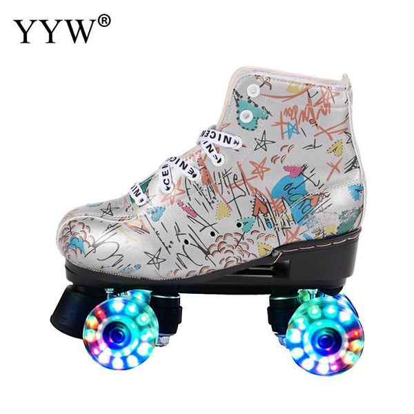 

inline & roller skates skating shoes graffiti girls boys women kids sliding quad sneakers 4 wheels 2 row line outdoor gym sports