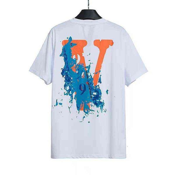 

brand chao blue flame large v999 printing loose casual men's and women's short sleeves, White;black
