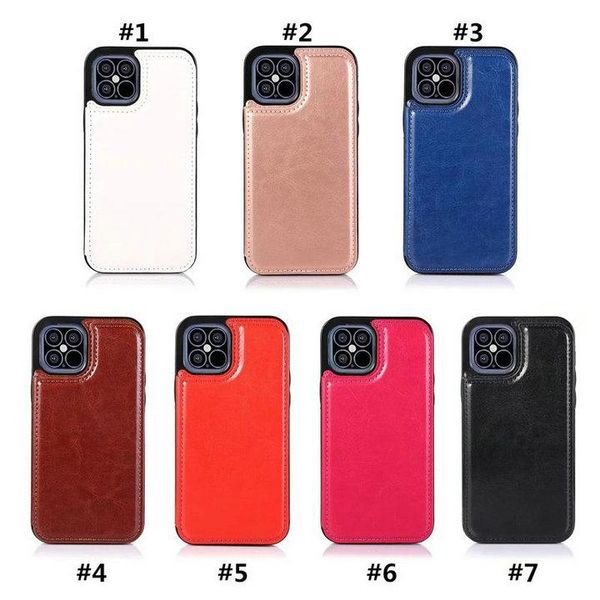 Custodie per telefoni in pelle PU di lusso per telefono 13 12 11 Pro Max XR Xs Cover posteriore Borsa per carte con cavalletto