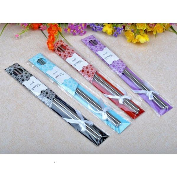 

factory stainless steel reusable chopsticks chinese set with gift pack birthday wedding favors gifts for guests