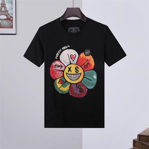 

summer fashion designer men's hair stylist t-shirt heavy machine printing high-quality clothing black white hip-hop short sleeve t-shir, White;black