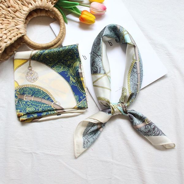 

scarves women's fashion small scarfs luxury silk neck bag handle wraps soft neckerchief hair scarf bandana, Blue;gray