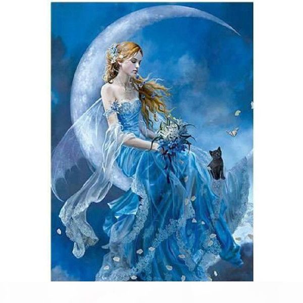 

5d diy diamond painting cross stitch full square mosaic pasted diamond embroidery moon fairy needlework rhinestone kits crafts