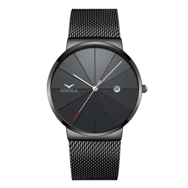 

belt surface men's mesh simple steel fashion personality calendar quartz watch 2021, Slivery;brown
