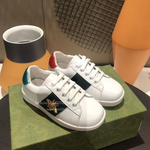 Sapatos infantis meninos meninas moda branca fofos confortáveis tênis infantis de couro casuais de alta qualidade com caixa