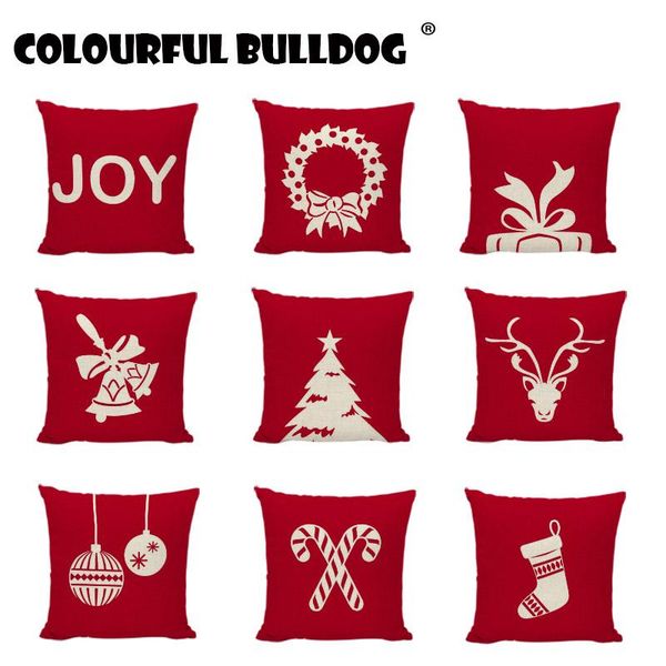 

cushion/decorative pillow christmas year red picture cushion cover gift bells ball sock tree home decor living room car farmhouse pillowcase