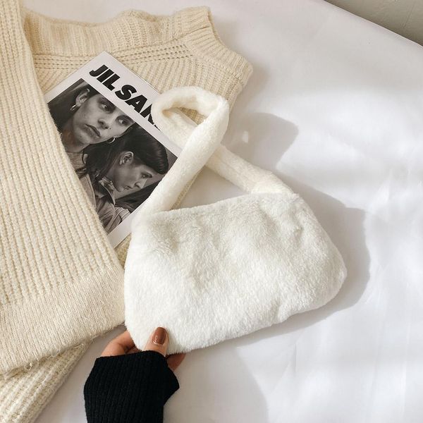 

small plush soft crossbody bags underarm shoulder fluffy lady shoulder handbags female simple totes for women 2020 trend h bbytco