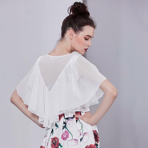 

Summer Sweet Chic 10 Colours chiffon Shirts Women Casual V-neck sweet Cardigan Tops plus size blouse -7XL 8XL korean blusas, White