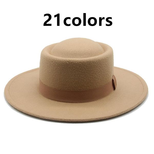 

wide brim hats fedora hat women ribbon band belt classic dress formal pork pie round white black felted winter, Blue;gray