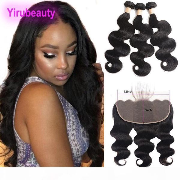 

peruvian body wave 3 bundles with 13x6 lace frontal with baby hair extensions 8-30inch bundles with 13*6 frontal natural color, Black;brown