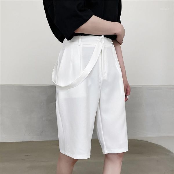 

summer white solid color all-match suit shorts male korean style pants straight fashion loose satin five-point pants harem1, White;black