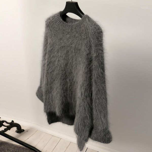 

autumn and winter female pullover ladies seahorse hair sweater women clothes elegant loose fashion knit oversized warm1, White;black