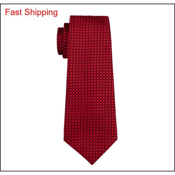 

red mens necktie classic silk tie sets checks tie for men tie hanky cufflinks jacquard woven meeting business w qyldbt mj_fashion, Black;blue