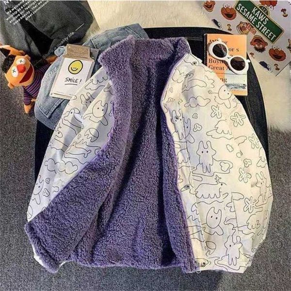 

varsity jacket women's baseball bomber jackets coat campus street patchwork double sided can lambswool women coats wear 211216, Black