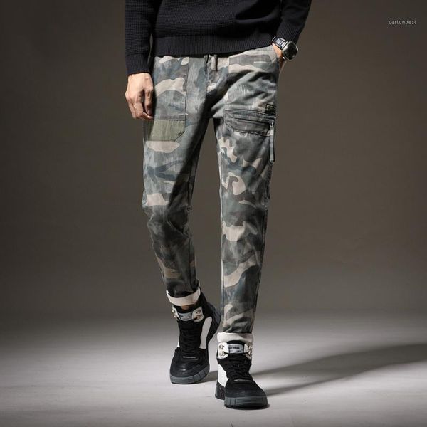 

men's jeans fashion streetwear men camouflage casual cargo pants korean style designer elastic hip hop leisure trousers1, Blue