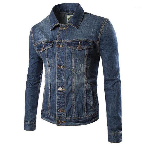 

nice tide mens breasted jacket men's denim jacket men's casual/daily vintage / street chicjackets long sleeve blue cotton1, Black;brown