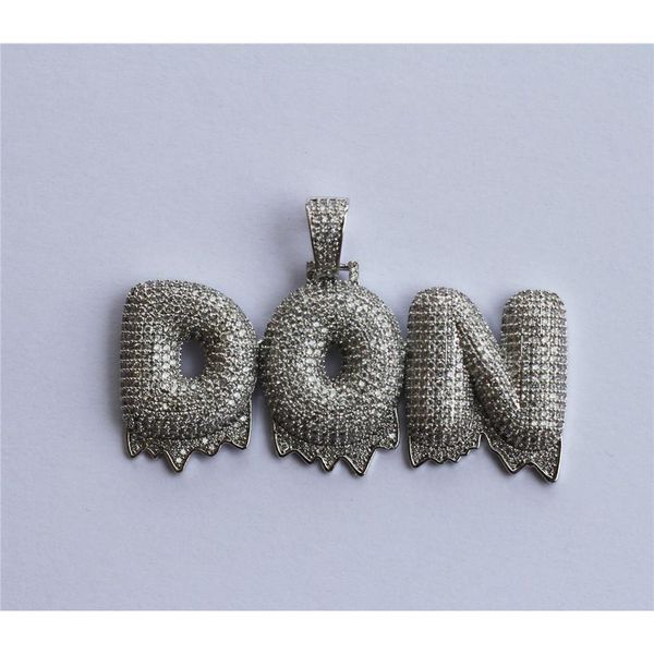 

hip hop jewelry iced out custom name white drip letters chain necklaces & pendant jllwyt bdecoat, Silver