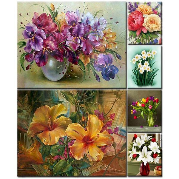

beautiful oil painting flower colorful roses painting by numbers paint flower diy modern canvas picture hand painted home decor
