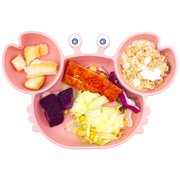 

qshare silicone suction plate for toddlers self feeding training divided plate dish and bowl,fits for most highchairs trays lj201221
