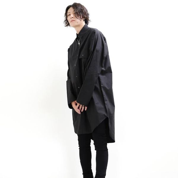

men's casual shirts plus size customized medium length personalized loose silhouette oversize long sleeve shirt [s~6xl], White;black