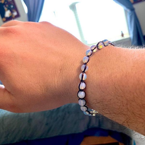

tennis natural white opal stone beaded wrap bracelets handwork braided beads boho bracelet friends gift fashion jewelry pulseira female, Golden;silver