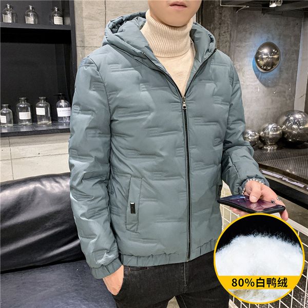 

2020 winter new hooded short youth white down jaet korean leisure trend men's wear, Black