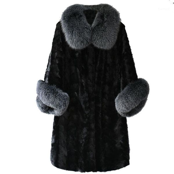

vintage real coat female winter clothes 2020 korean elegant real fur collar fur coat fashion warm jackets hiver 9811, Black
