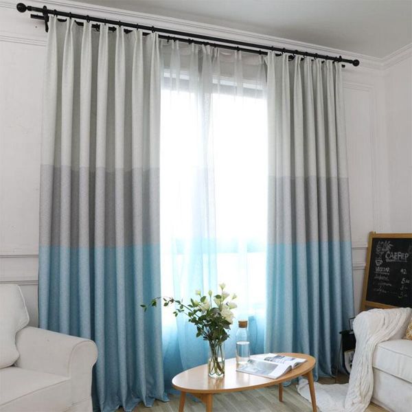 

nordic style curtain fabric blackout bedroom three-color mosaic living room blackout curtain finished simple modern