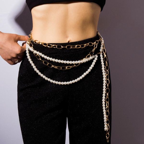 

women fashion belt waist chain hip high waist gold metal chain chunky fringes body for femme pendant belts, Black;brown