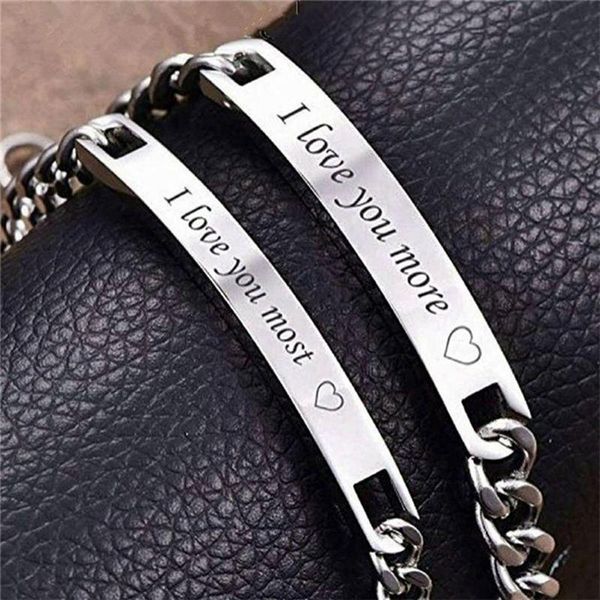 

lover couple bracelets for women jewelry men "i love you most " bracelet and " i love you more bracelet dropshipping, Black
