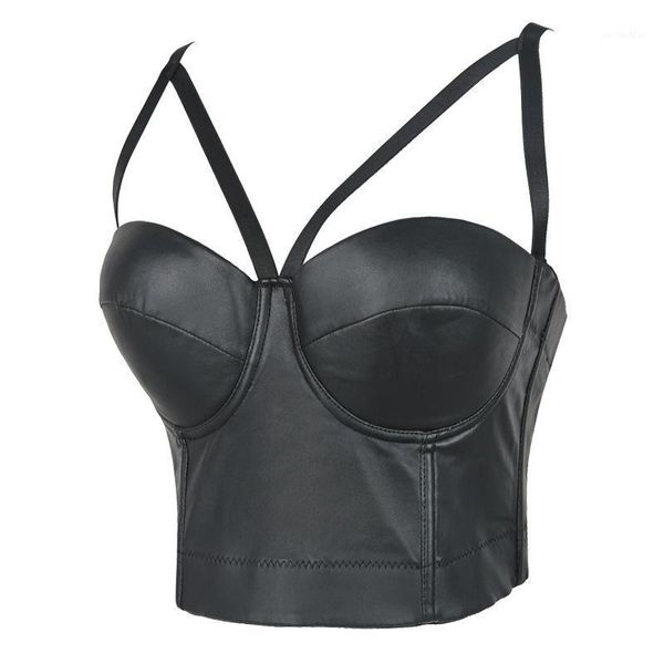 

pu leather sling bungee bra belly dance bra short vest women's dress show slim nightwear1, Red;black