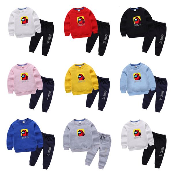 

among us hoodies trousers designer sweatshirts children pullover pants kids cartoon anime sweater junior boy girl two pieces set g10510, White
