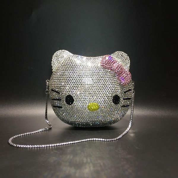 

cat rhinestone bag cartoon crystal full diamond evening bag handmade diamond set women's handbag