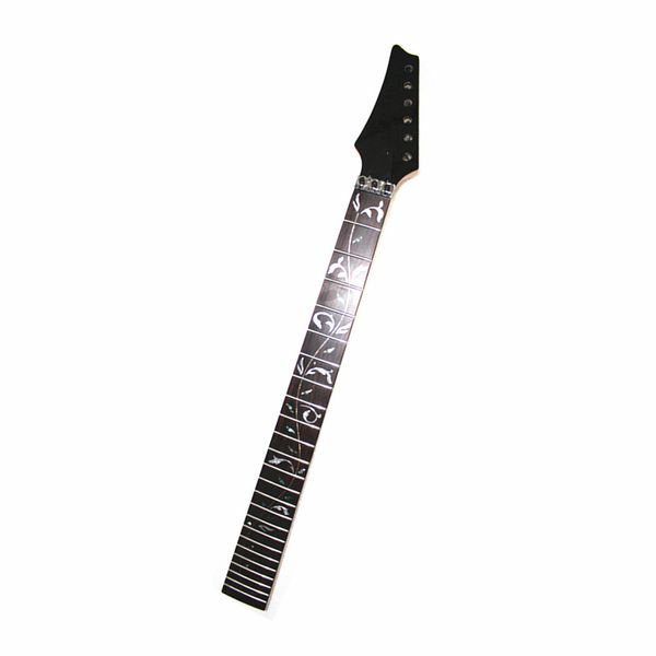 Disado 24 trastes Reverse Headstock Maple Braço de guitarra elétrica Tree of life Escala de pau-rosa Preto Peças Acessórios