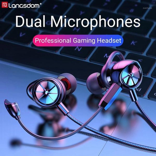 

langsdom gamer earphone in-ear headset for stereo hifi headphone with mic for1
