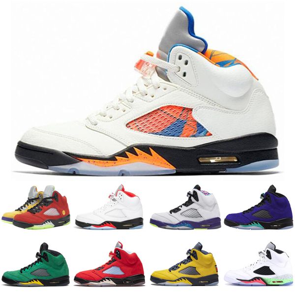 

2021 jumpman 5 5s what the men basketball shoes alternate bel fire red oregon ducks athletic mens trainers sports sneakers size 7-13, White;red