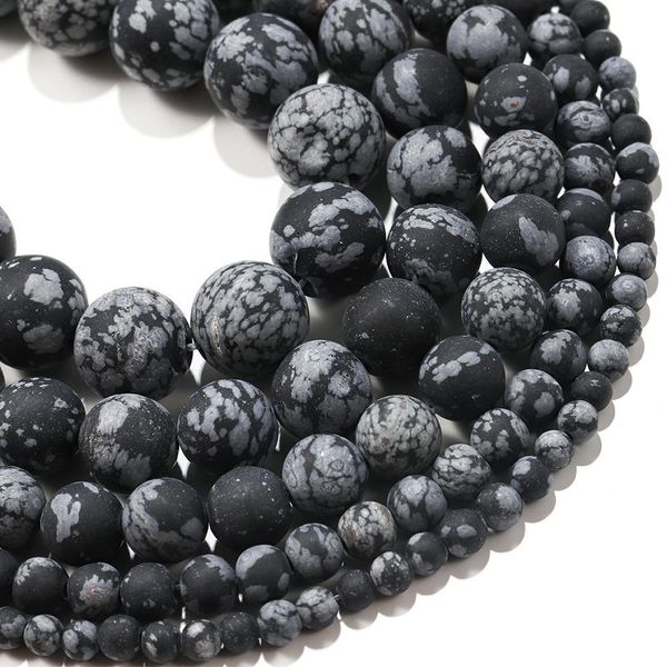

1strand lot 4 6 8 10mm flake snow natural stone snowflake obsidian round loose spacer bead for bracelet jewelry makings supplies h bbyuuv, Silver