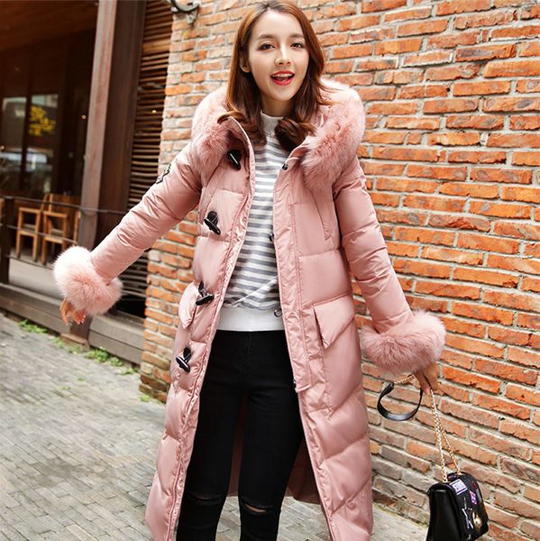 

of winter warm women fur collar with hood ladies thick coats parka fashion down coat mujer wxf385 rng8, Black