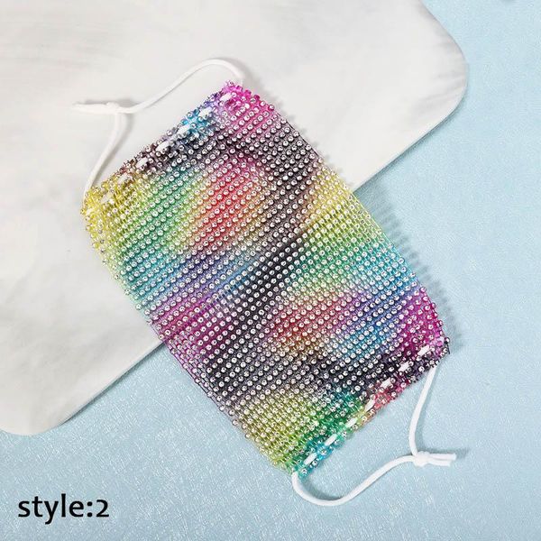 

colorful rainbow crystal mask washable reusable rhinestone masks for women masque mascarillas halloween cosplay face jewelry bbyowz