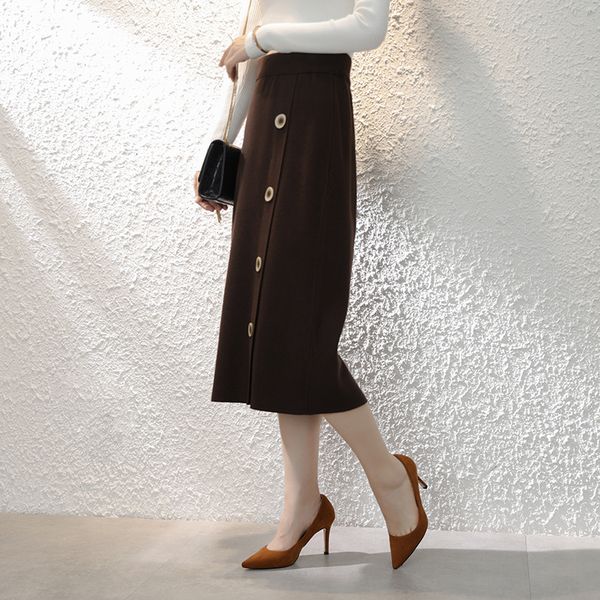 

2021 wool cotton kitting dresses winter and autumn colours women fashion skirt n2x9, Black