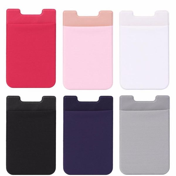 

5color adhesive sticker phone back cards wallet case credit id card holder cell phone u-shape card holder pocket 5.8 x 8 wmtcvp