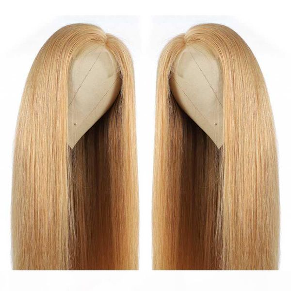 

soku 4x4 lace closure wig light brown brazilian straight pre plucked lace front wif for black women 150% density remy wig, Black;brown