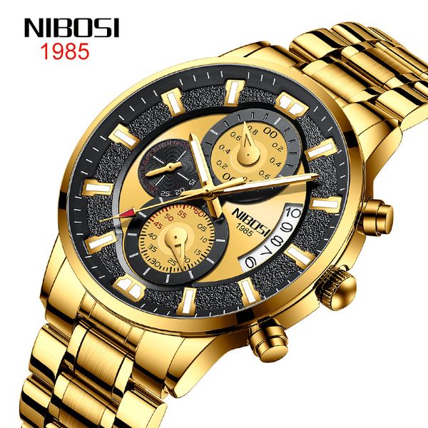 

nibosi foreign trade fashion butterfly snaps round stainless steel business watch luminous pointer waterproof quartz watch, Slivery;brown