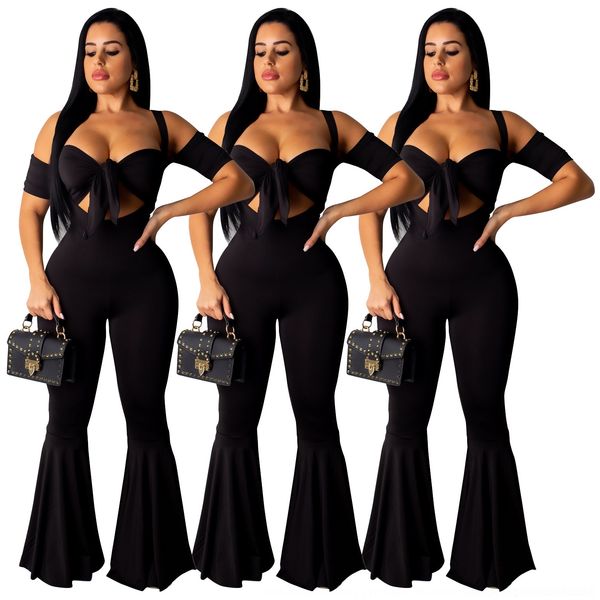

fjki elegant ruffles women jumpsuits bodycon summer sleeveless black 2018 white long pencil pant blue tunic bandage rompers overalls, Black;white