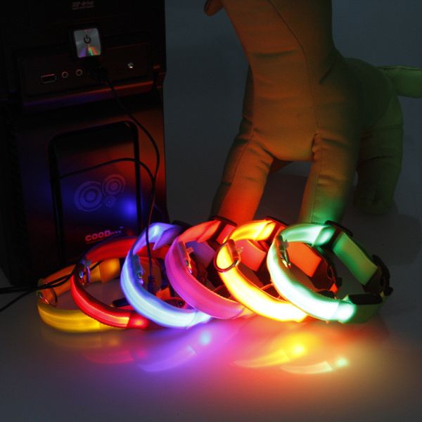 

dog collar led pet light outdoor flashing luminous night safety nylon colorful necklace leash glow in the dark with usb