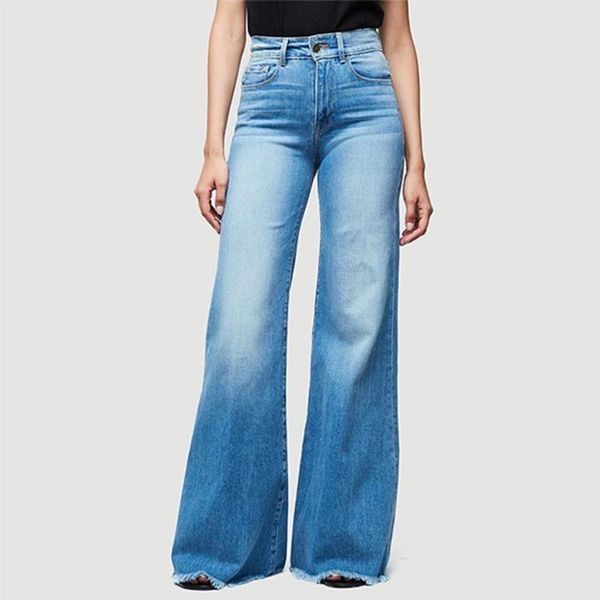 

flare jeans женщины высокие талированные широкие брюки ноги джинсы женские средний высылт buttoned slim fit тонкие повседневные брюки вспыхн, Blue