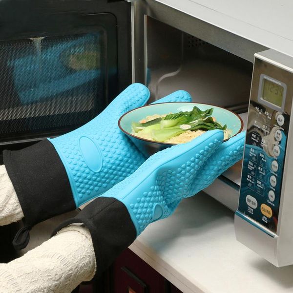 

grade kitchen gloves anti-slip silicone gloves thick bbq heat resistant cooking tools p7ding