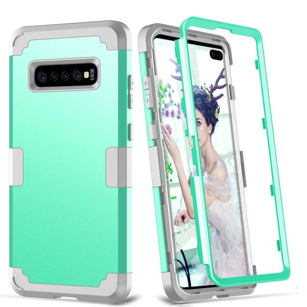 

qasamsung galaxy s10 s9 s8 plus note 9 pc + tpu 3-layer hybrid body shockproof mobile phone shelllk