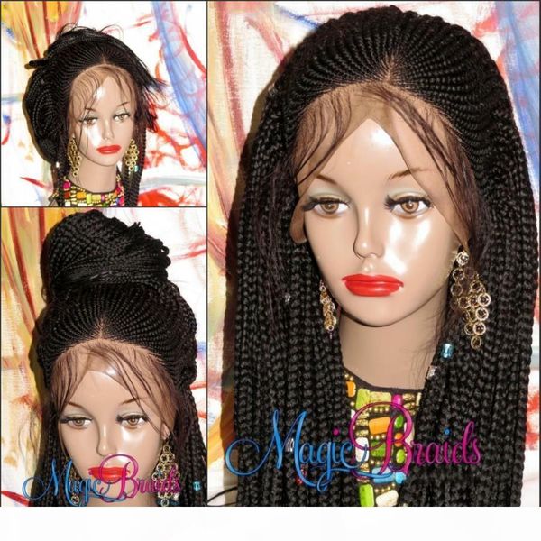 

fully handtied africa american women wig braids cornrow wig black brown ombre color braided box braids lace front wig with baby hair