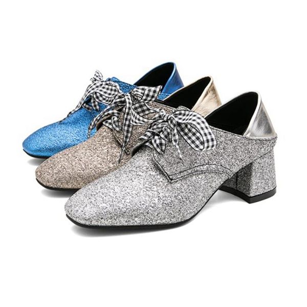 

qplyxco ladies large size 30-50 new fashion deep mouth single women shoes in spring 2021 lace up round toe party pumps 118-1, Black
